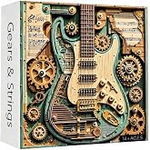 1PCS Gears &amp; Strings 1000-Piece Steampunk Guitar Puzzle | Vintage Cool Rock Guitar Jigsaw Puzzles for Adults, Challenging Paper Art Music Puzzle as Home Decor