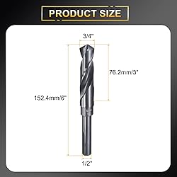 HARFINGTON 3/4" Drill Bit 1/2" Reduced Shank 3-Flat