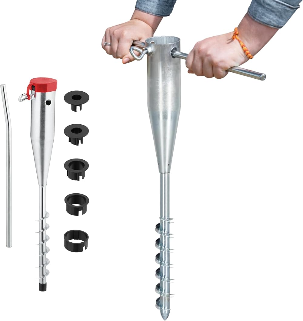 Garden Mile Metal Clothes Washing Line Ground Spike Screw Base for Rotary Airer