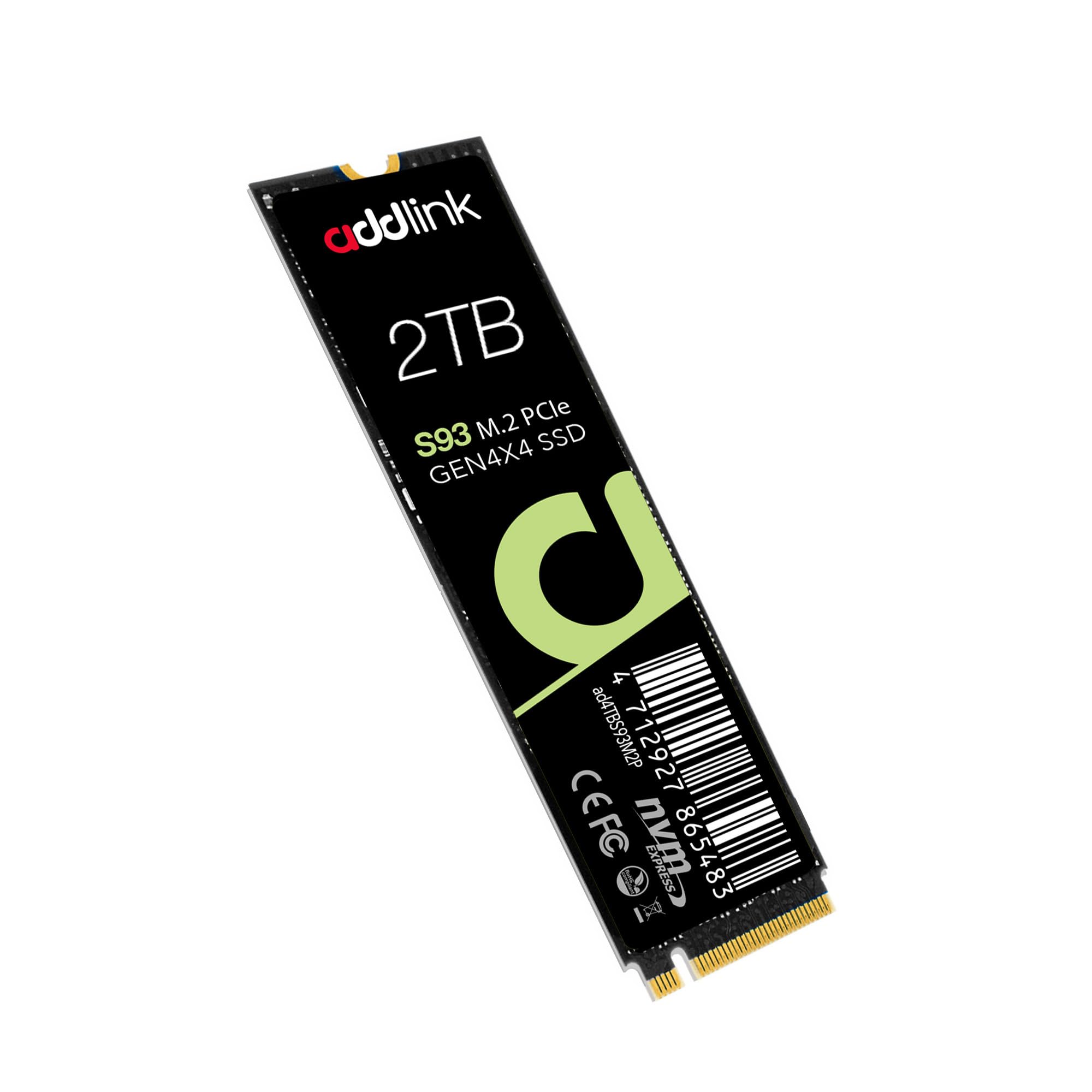 addlink S93 2TB SSD, M.2 2280 PCIe 4.0 NVMe Game Drive SSD, Up to 7400 MB/s, High Performance Internal Solid State Drive, Compatible with Laptop, Rog Ally X, Gaming Consoles and Creators