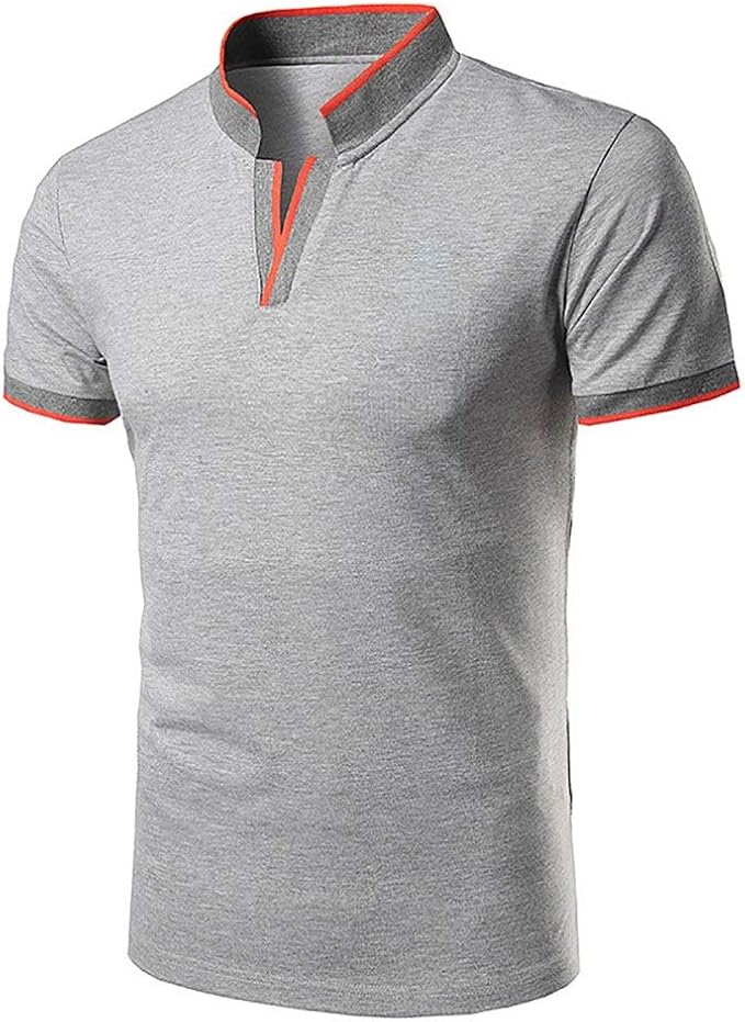 Men's Polo Shirts Casual Stand Shirt Short Polo Unique Collar Sleeve Solid Color Summer Slim Fit ...