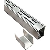 Pool Deck Drain Channel 1-1/4" W 1 Pc,Pool Drain,Silver Channel Drain | Linear Trench Drain with Connector, Slim Drainage Channel,Outdoor Drain,Micro Channel Drains, Narrow Pool Drain Channel