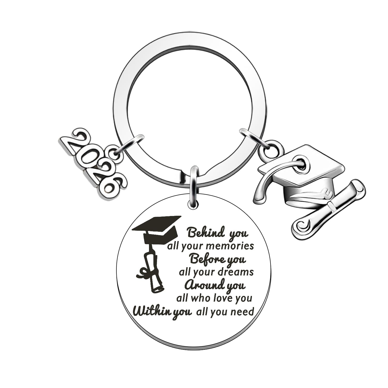 FMCC Graduation Keyring for Her Him Graduation Gifts for Daughter Best Friends High School Colleagues Graduation Gift Keyring Behind You All Your Memories