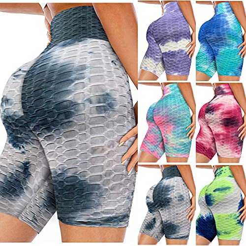 Binggong Sportshorts voor dames, Honeycomb Ruched Booty Shorts Hoge Taille Yoga Broek Sexy Tight Leggings Push Up Gym… - Image 4