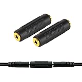 3.5mm Stereo Jack to 3.5mm Female to Female Audio Adapter Coupler Gold Plated for Stereo Cable, Speakers and Headphones（2 Pac