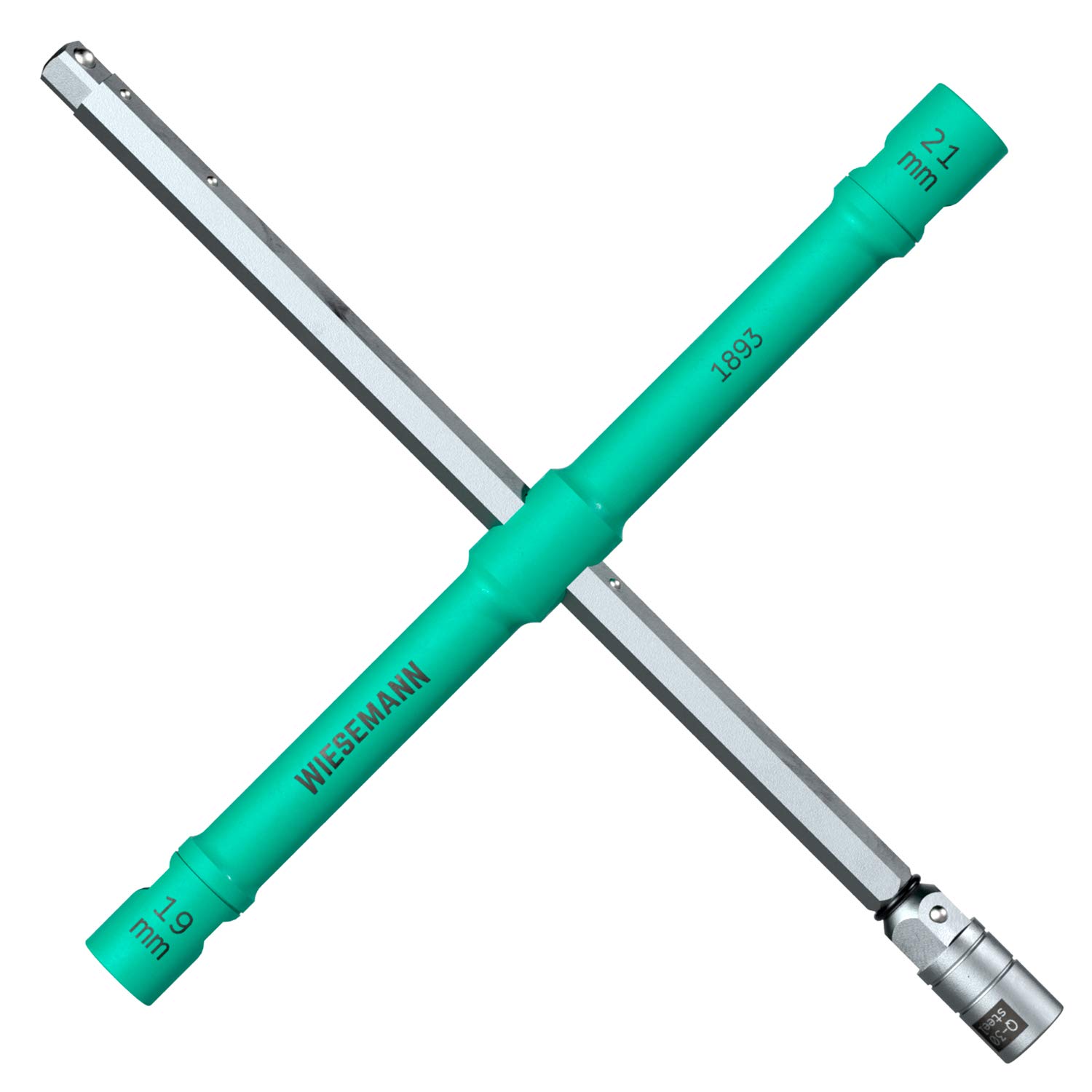 WIESEMANN 1893 Innovative 4-in-1 Lug Wrench from I Foldable Car Wheel Nut Wrench Made of Q-30 Steel with Ball Guard & Space-Saving I 81314