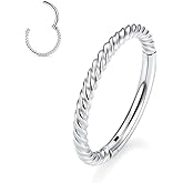 FUNLMO 316L Surgical Steel Hinged Nose Ring Septum Ring Tragus Helix Conch Rook Daith Piercing Jewelry Twisted Cartilage Hoop Earring