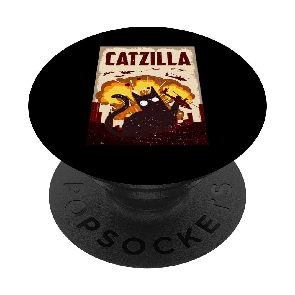 Vintage Catzilla Funny Kitten Cat Kitty Lover Meow Gift PopSockets Grip and Stand for Phones and Tablets