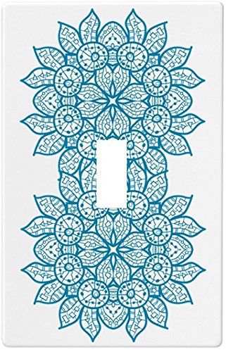 Oriental Blue Mandala Wallplate Decorative Switch Plate Cover (1 Gang - Singl.
