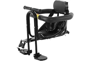 Bike Seat for Kids Front Mounted Child Bike Seat with Back Rest, Foot Pedal, Quick Realease Button ＆ Adjustable Safety Belt, 