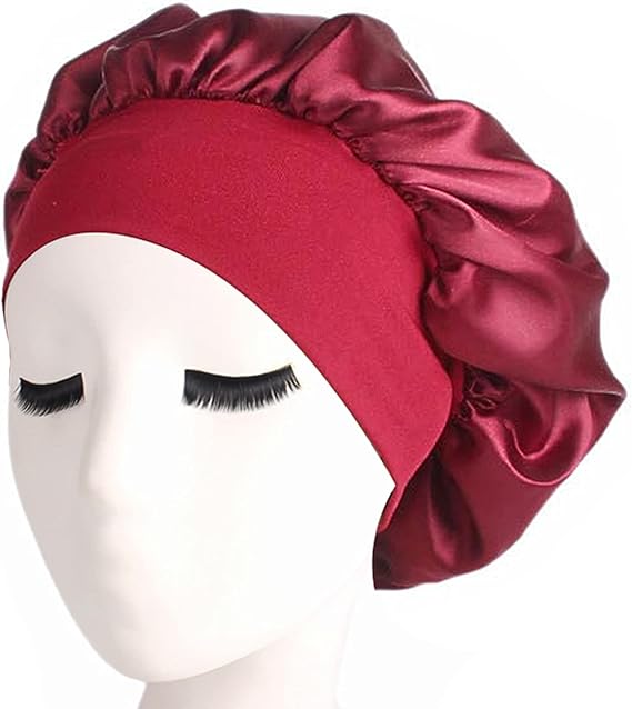 1 Pieces Satin Sleep Cap Elastic Wide Band Hat Night Sleeping Head