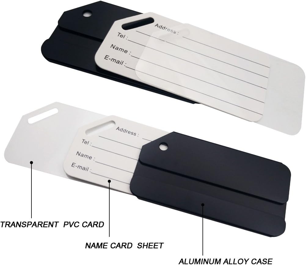 Aluminum Luggage Tag for Luggage Baggage Travel Identifier by Ovener (Black 2 Pcs) - Image 5
