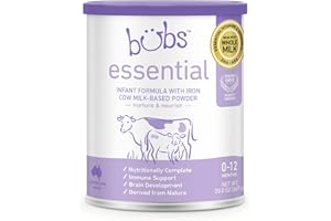 AUSSIE BUBS Bubs Essential Infant Formula, with Iron, Cow Milk-Based Powder, for Infants 0-12 Months, Made with Non-GMO Milk, 20 oz