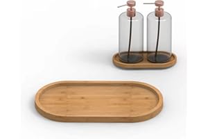 GTTYOWYIN Bamboo soap Dispenser Tray, Bathroom Countertop Tray Kitchen Tray Bamboo Tray Sink Tray Dresser Jewelry Ring Dish, Comestic Holder Bathtub Organizer, Ideal for Jewelry, Cosmetics, and Small Items