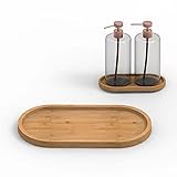 Bamboo soap Dispenser Tray, Bathroom Countertop