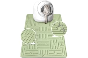 GENTLEDOG Silicone Cat Litter Mat Litter Trapping Mat, Cute Waterproof Litter Box Mat, Cat Litter Box Mats for Floor, Kitty Litter Mat to Prevent Tracking, Anti-Slip Cat Litter Mats for Indoor Cats(Sage Green)