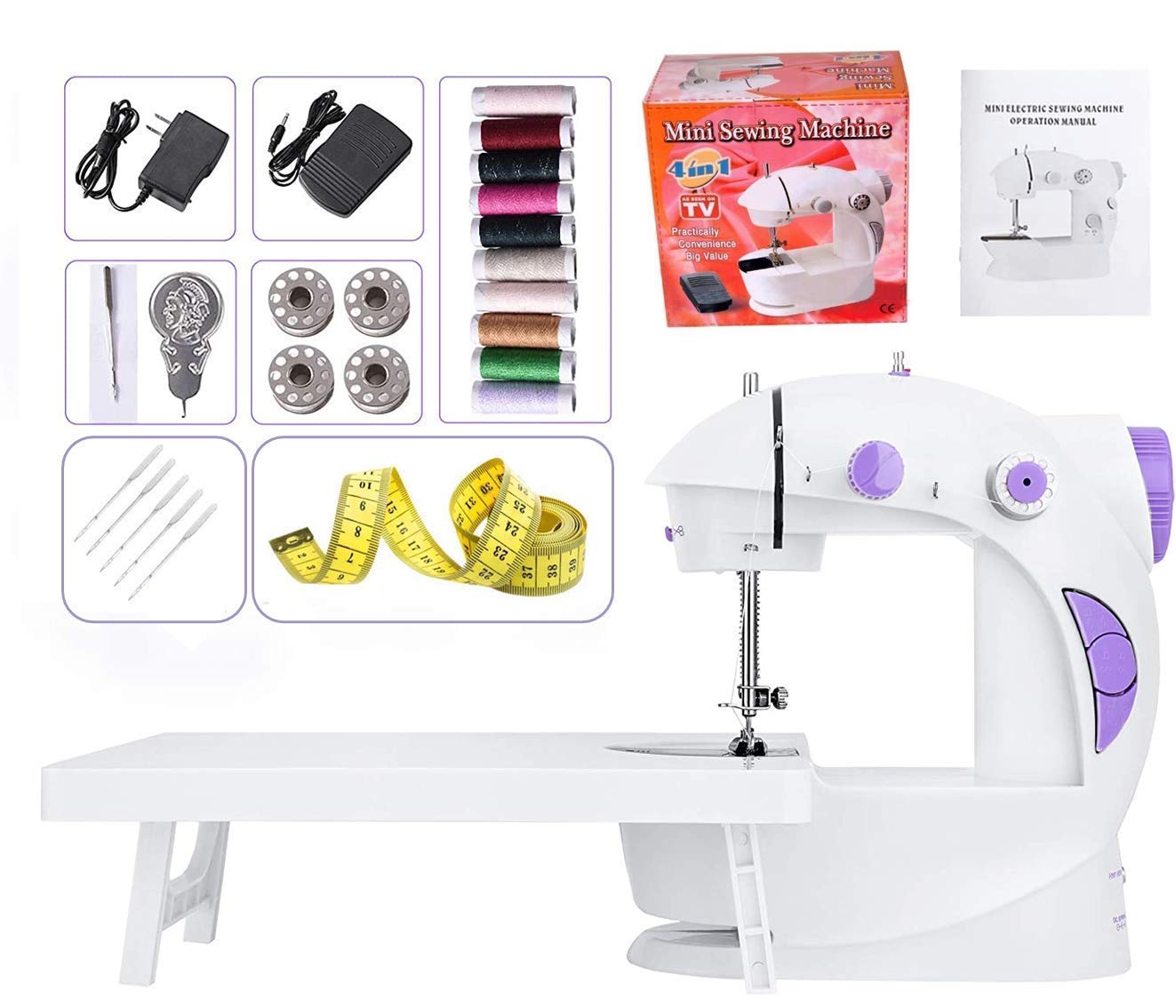 DelightBee Sewing Machine for Home Tailoring with Table Portable Mini