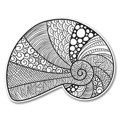 Amazoncom Seashell Black Doodle Art Style Vinyl Sticker