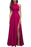 MUSHARE Women's Halter Neck Sexy Split Cocktail