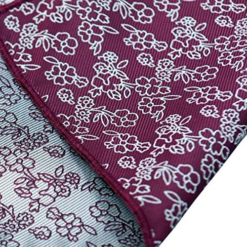 MOHSLEE Men's Paisley Floral Ascot Woven Silk Cravat Neckties Pocket Square Set - Thumbnail 7