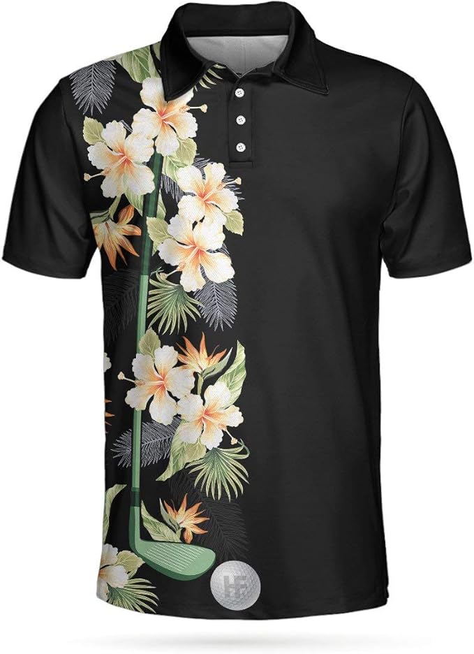 HYPERFAVOR Smart Golf Polo Shirts for Men Floral Golf