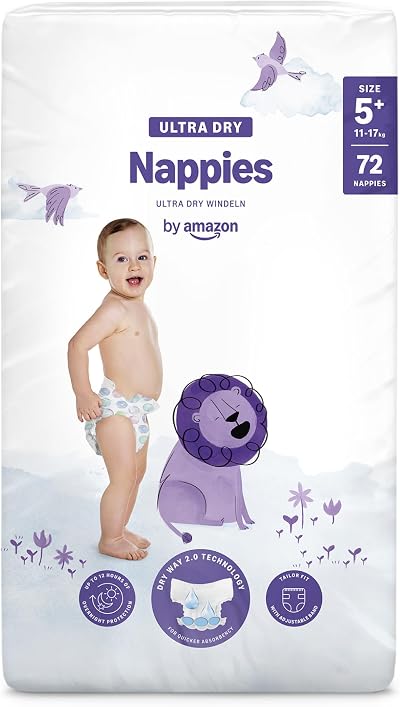 By Amazon Ultra Dry Nappies Size 5+ 11-17 kg 72 Nappies