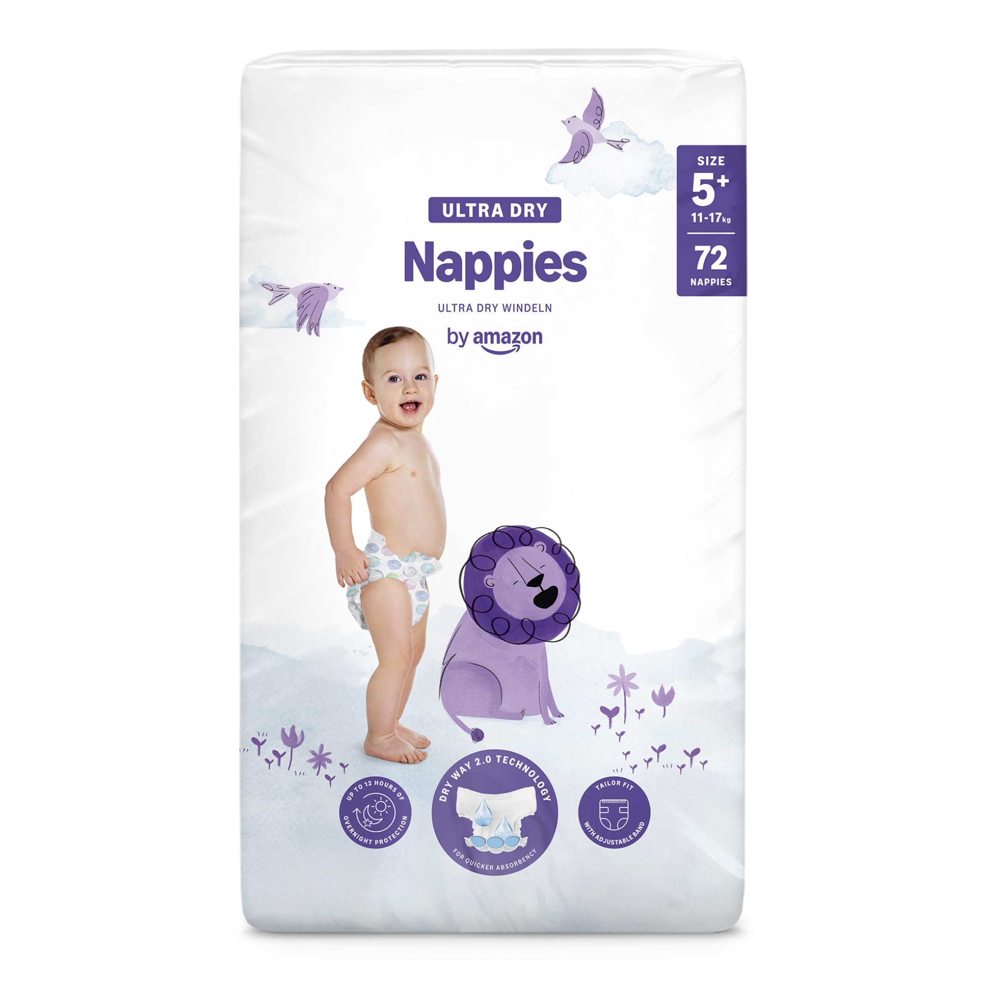 By Amazon - 72 Ultra Dry Nappies - Size 5+ (11-17 kg) (Previously a Mama Bear brand, same product)