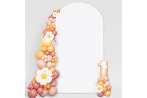 Showgeous 7.2FT Arch Backdrop Cover White Wedding Arch Cover Spandex Fitted Arch Cover for Round Top Backdrop Stand Covers for Wedding Birthday Party Baby Shower Banquet Decoration