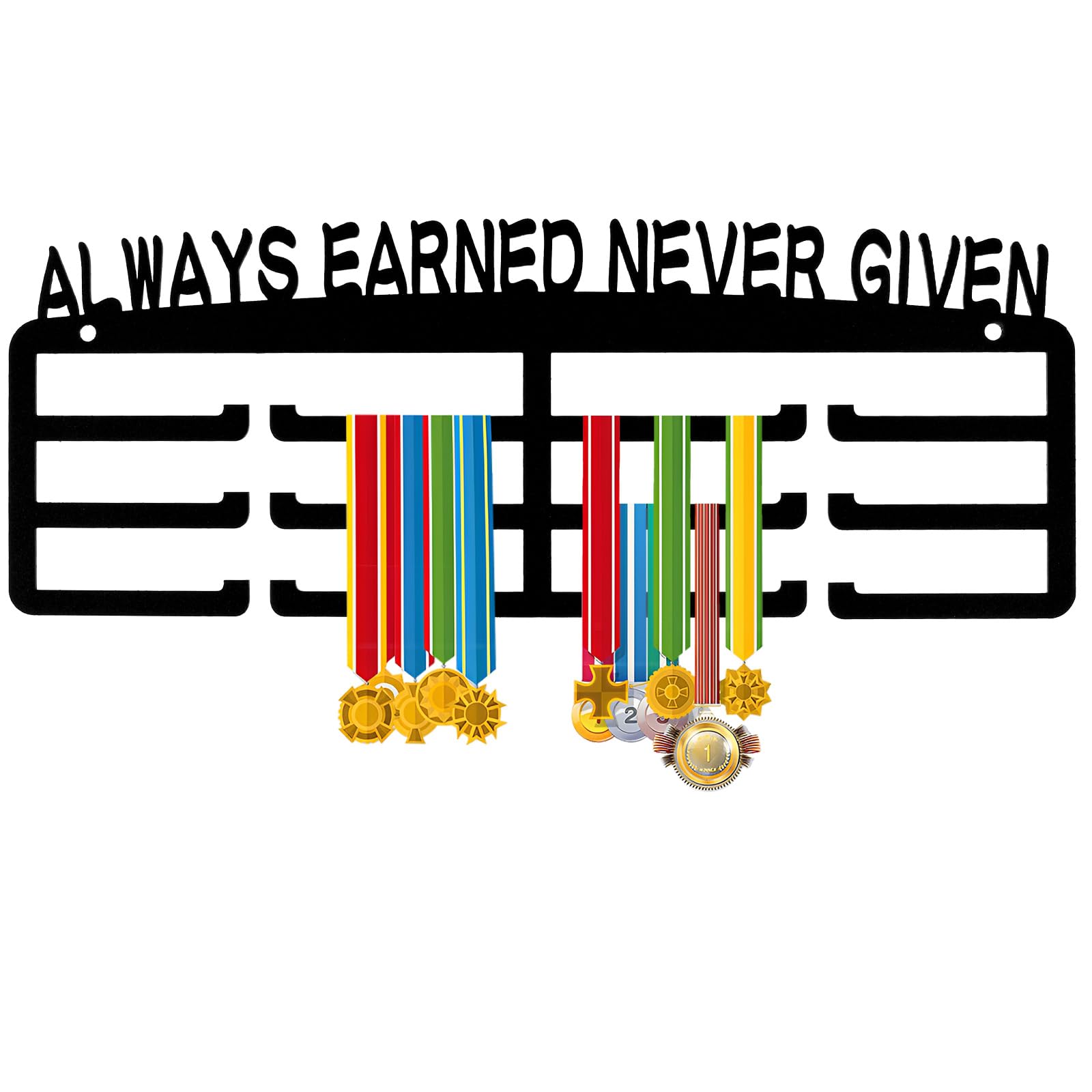 Medal Holder Medal Hanger Display Rack with Inspirational Words 30-45 Medals Large Storage Capacity Wall Mounted Medal Display Rack Sports Metal Hanging Decorative Memorial Medal Hanger Gifts