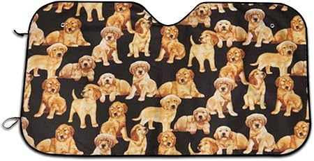 Amazon 黒のゴールデンレトリバー犬の子犬 車用フロントカバー カーフロントカバー サンシェード フロントシェード ガラス 車用遮光断熱 Uv 紫外線対策折り畳み 日焼け防止汎用車用品 サンシェード 車 バイク