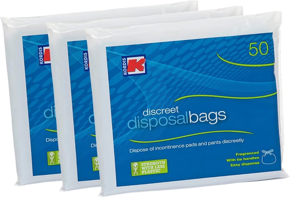Kordis Large Adult Incontinence Disposal Bags 3 x 50 Fragranced Blue