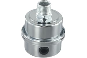 Metal Air Compressor Muffler for Oil-Free Pumps, Noise Reducing Filter Silencer, 1/4" 3/8" 1/2" Inlet Accessories, Silver(20m