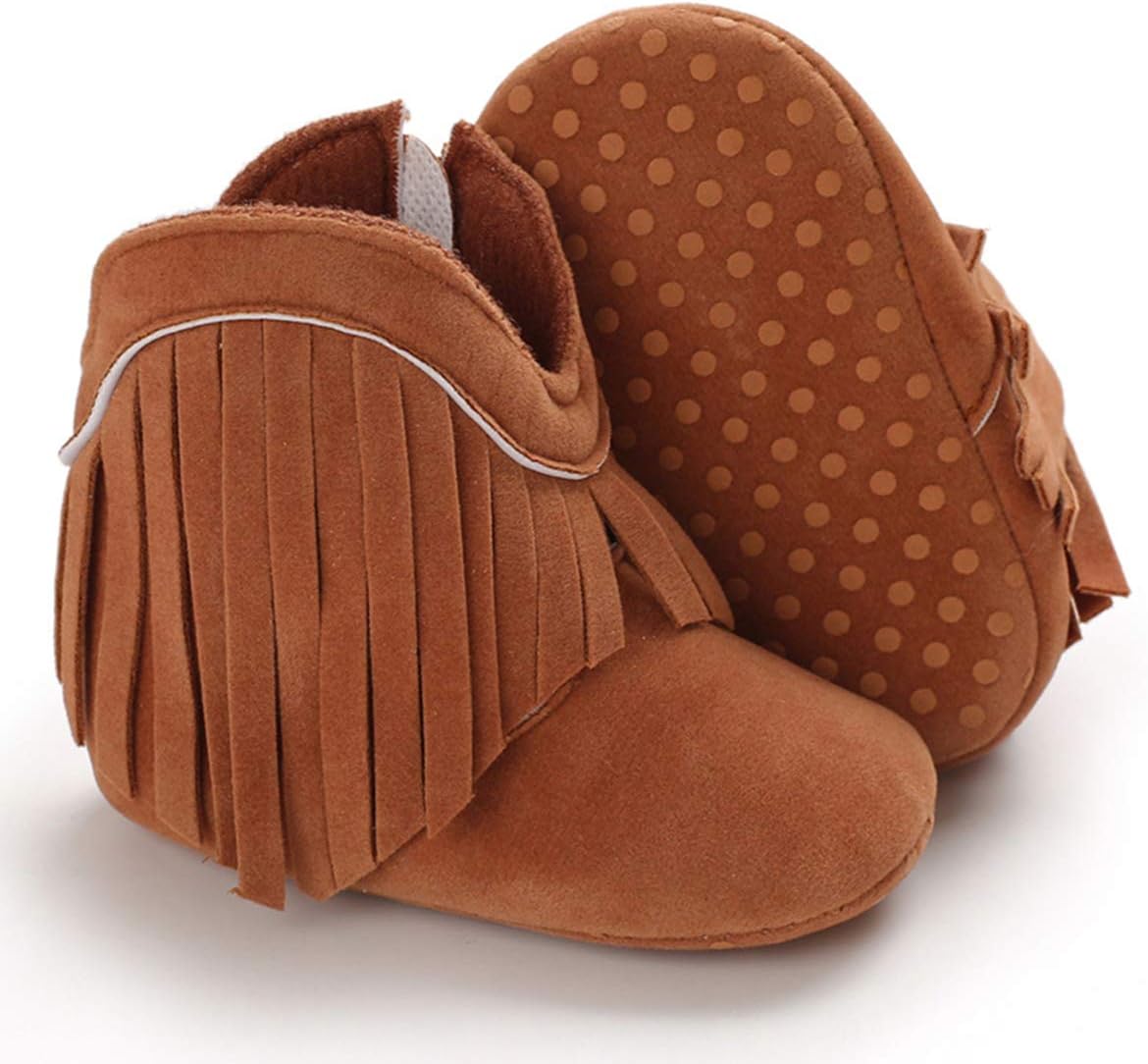 Baby Girls Boots with Tassels Infants Soft Sole Shoes Toddler Zipper Short Bootie