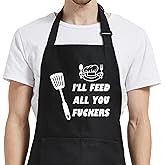 Oxpaynop Funny Aprons for Men, Adjustable Mens apron for Grilling BBQ Cooking Grill Kitchen Chef, Birthday Gifts for Men Him