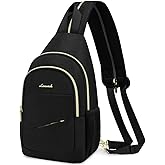 LOVEVOOK Sling Bag for Women, Sling Backpack Crossbody Bags Convertible, Small Diaper Bag Hiking Daypacks Water-resistant, Travel Shoulder Bag Chest Bag, Black