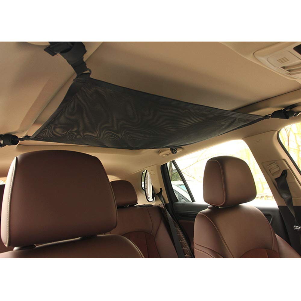 otoez Car Ceiling Storage Net Pocket Universal Roof Net Bag Auto Interior Sundries Mesh Cargo Pocket for Most Car SUV Sedan Truck Pick-up Mini Vans Large Capacity Organizers with Zipper Buckle