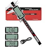 GODESON Digital Caliper, Rechargeable Digital Micrometer-IP54 Waterproof, Stainless Steel & Large LCD Screen Caliper Measuring Tool-Inch/Metric/Fraction,6" Calipers-Auto Off for Pros & DIYers