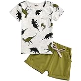 Tepuce Toddler Baby Boy Clothes Boys Summer Outfits Dinosaur T-Shirt & Shorts Set 12 Months-5T
