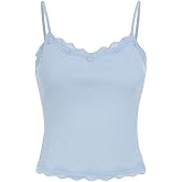 SOLY HUX Girl's Sleeveless Lace Trim Camisoles Spaghetti Strap Ribbed Crop Tank Tops