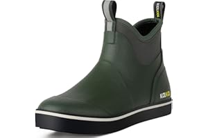 Kalkal Men's Deck Boots, Waterproof Fishing Rain Boots with High Traction, Men's Rubber Boots For Gardening Fishing Boating Camping Sailing