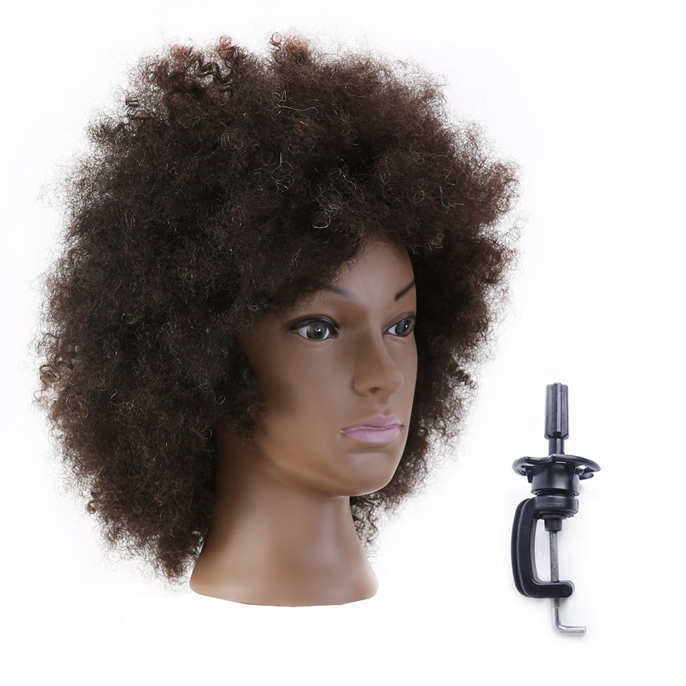 Afro Training Head Hairdressing 100 Real Human Hair Styling Mannequin
