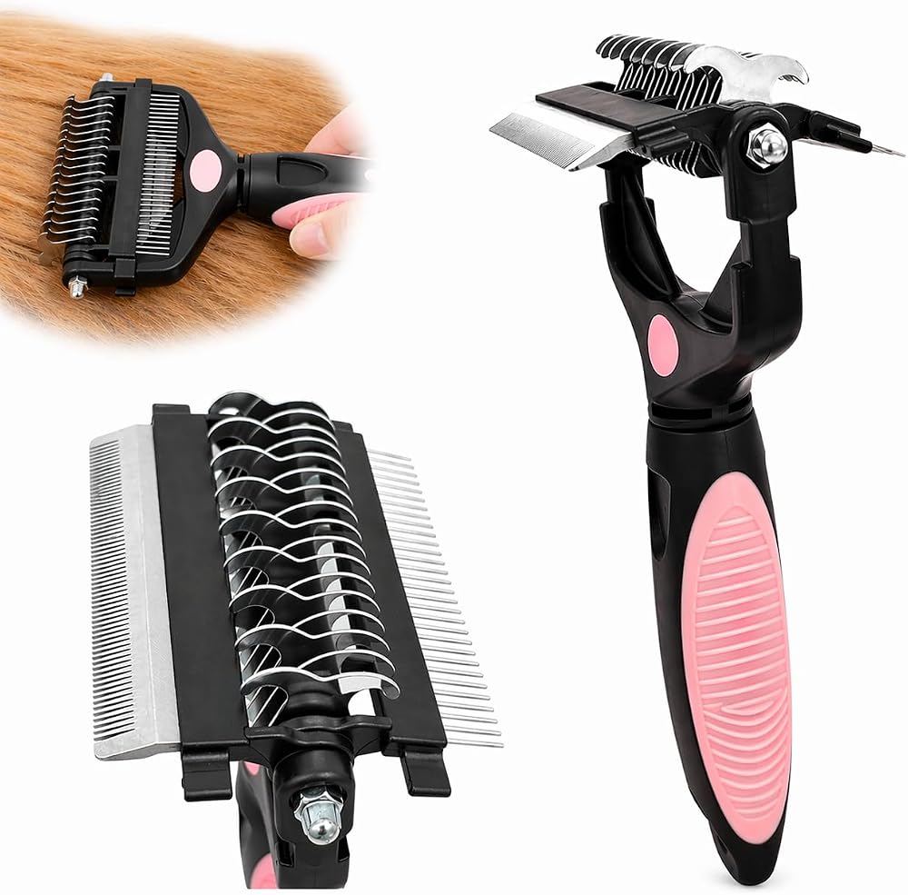 FurCare 3-in-1 Deshedding Dematting Detangling Pet Tool Pink Cat Dog Grooming