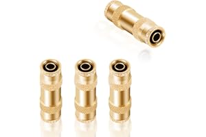 ANRIWT Air Brake Line Fittings,3/8" DOT Air Fittings Brass Push in Fitting, Push to Connect Union Fittings, Air Brake Union 3/8" Tube OD for Trucks Trailers Use and Industria Workshops (4 PCS)