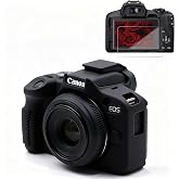 Frevyve Case for Canon EOS R50 Camera, Soft Silicone Protective Case, Anti-Scratch, Slim Fit Sleeve Cover with Screen Protector Accessories for Canon R50 (Black)