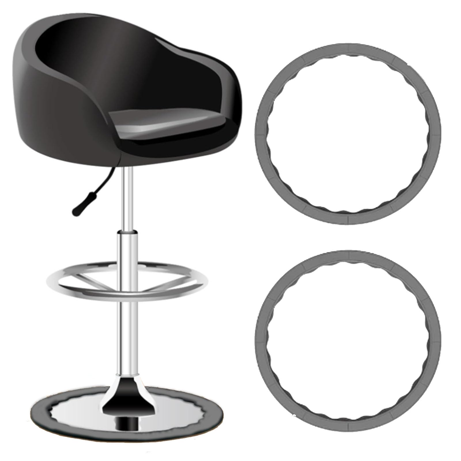 Bamyli 2Pcs Bar Stools Leg Protectors Ring for 16.5" to 18.5" Round Base, Anti-Slip Silicone Chair Leg Floor Protector No Noise No Scratches Barstool Chair Footrest Bottom Pads, Stretchable (Gray)