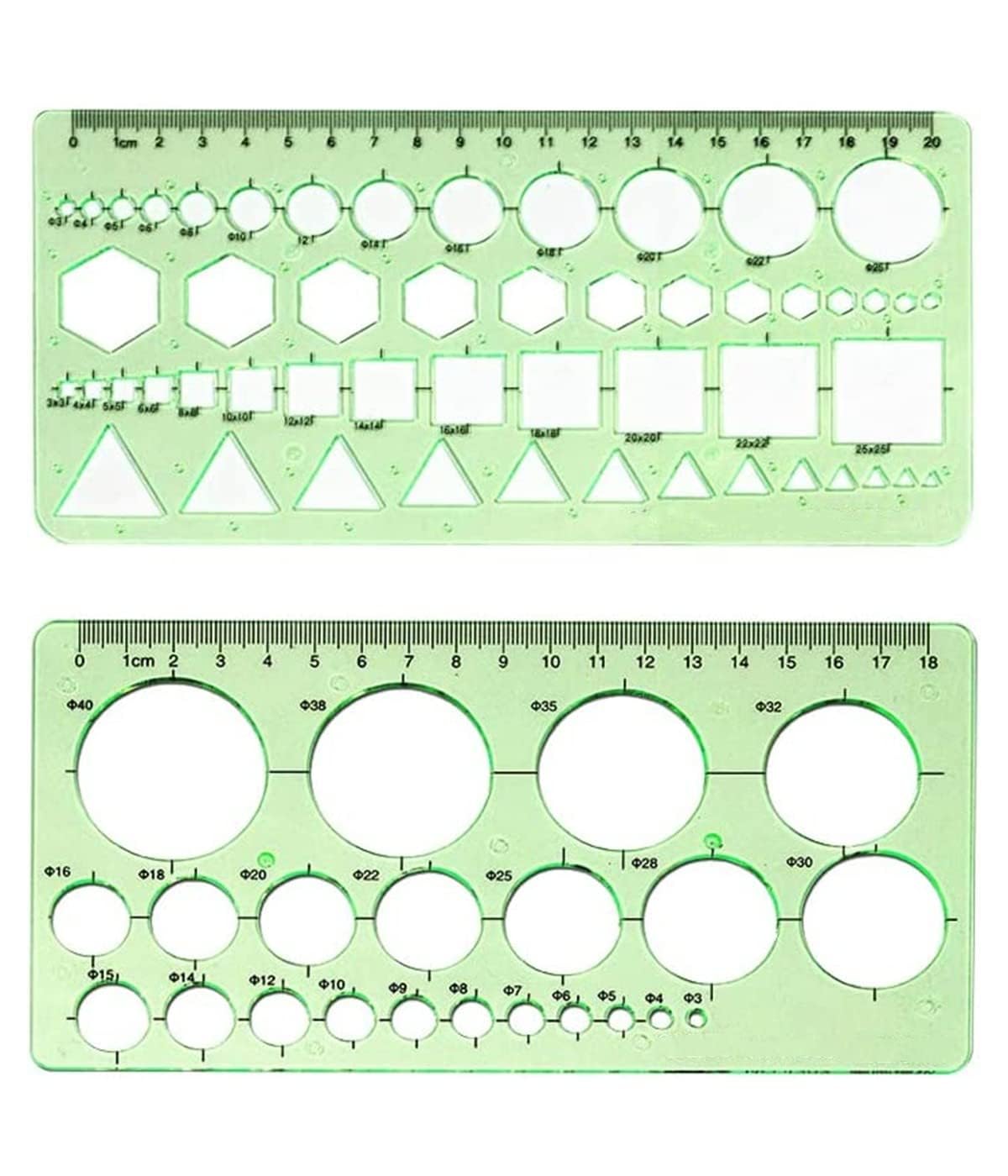 Templates Measuring Ruler, Pack of 2, Circle Template, transparent Architecture Stencils, Circle Drawing Rulers Tools, Geometric Stencils, Drawing Ruler for Office and School Building Formwork Drawing