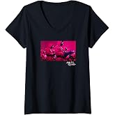 Womens Squid Game Pink Guards Panel V-Neck T-Shirt