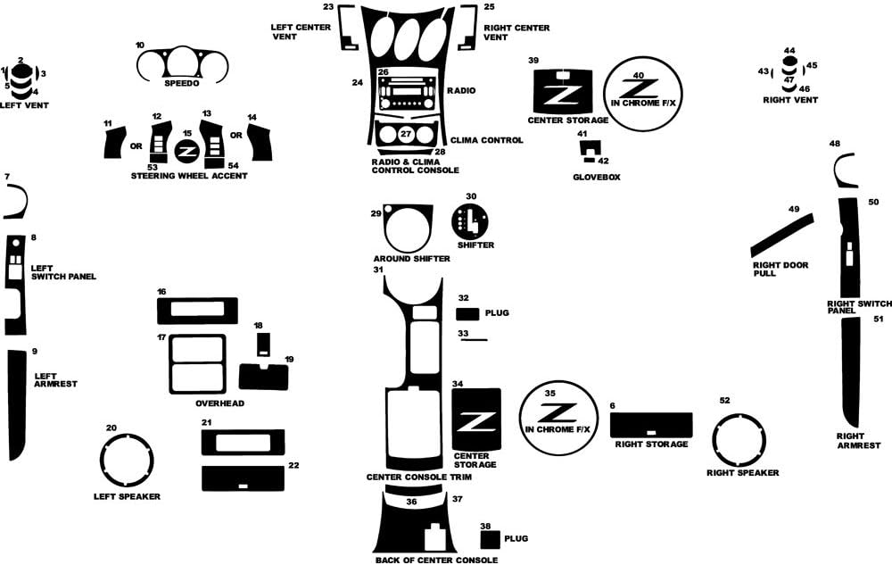Rvinyl Rdash Dash Kit Decal Trim for Nissan 350Z 2006-2009 - Sticker Bomb (Venice Beach)