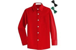 Aimehonpe Kids Boys Button Down Dress Shirt Long Sleeve Poplin Bow Tie Set