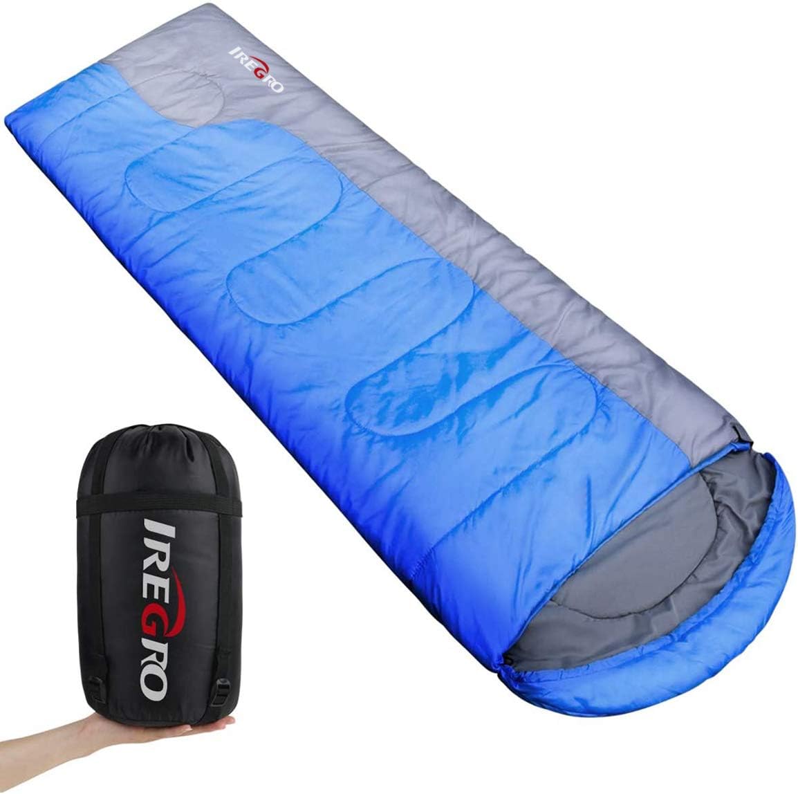 IREGRO Sleeping Bag Envelope Mummy Sleeping Bag, Lightweight Portable,Waterproof, Comfort with Compression Sack, 3/4 seasons for Camping, Backpacking, Hiking and other Outdoor Activities